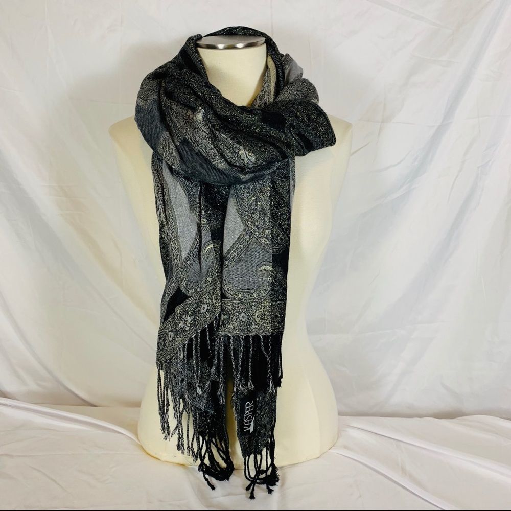 Kasper Pashmina Shawl with gold Long strands of - Picture 4 of 8